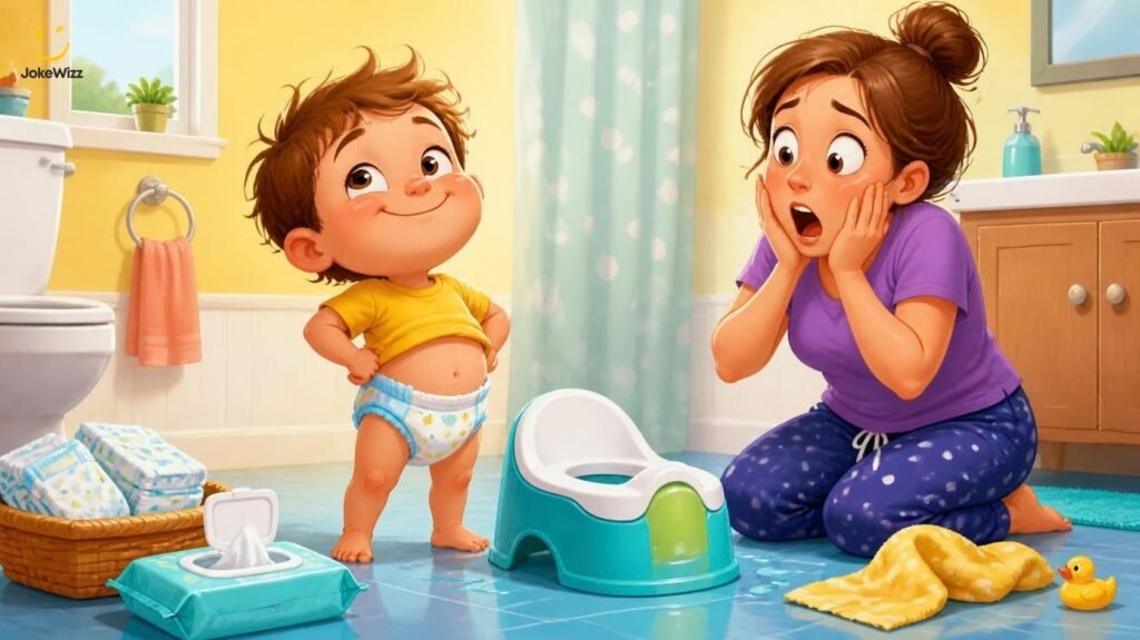 Funny baby diaper and potty training jokes cartoon