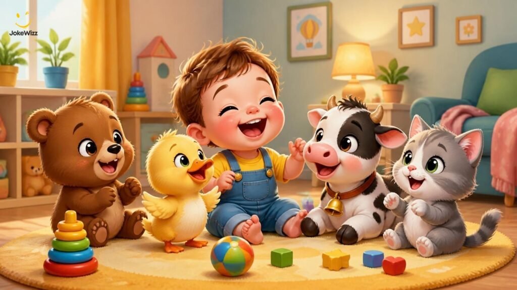 Funny baby jokes for kids and toddlers with cute baby animals