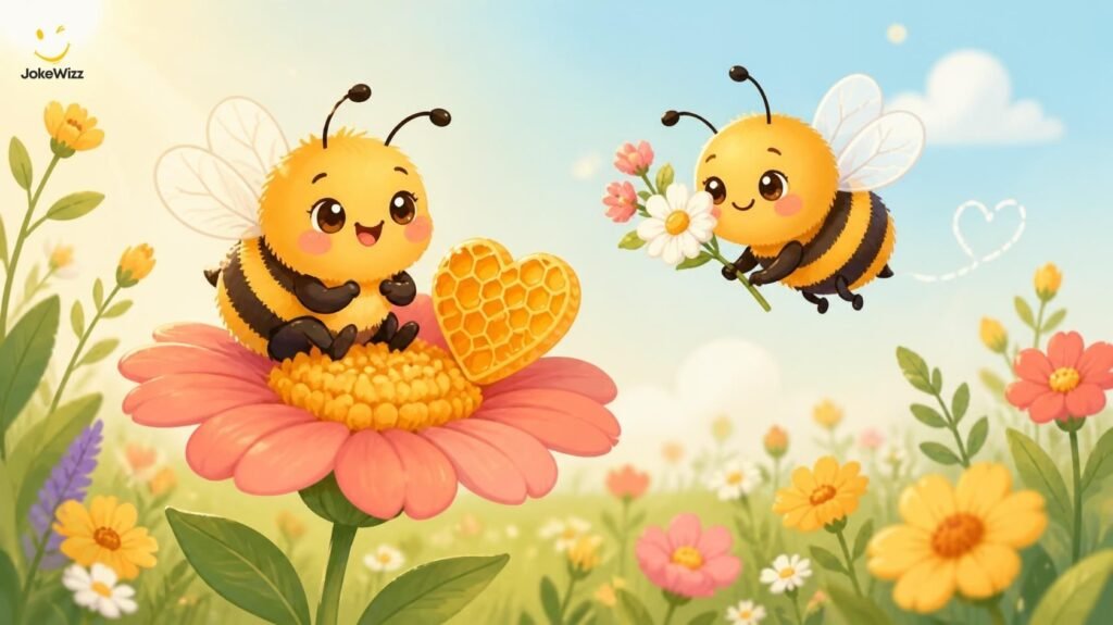 Cute bee puns with honey and flowers