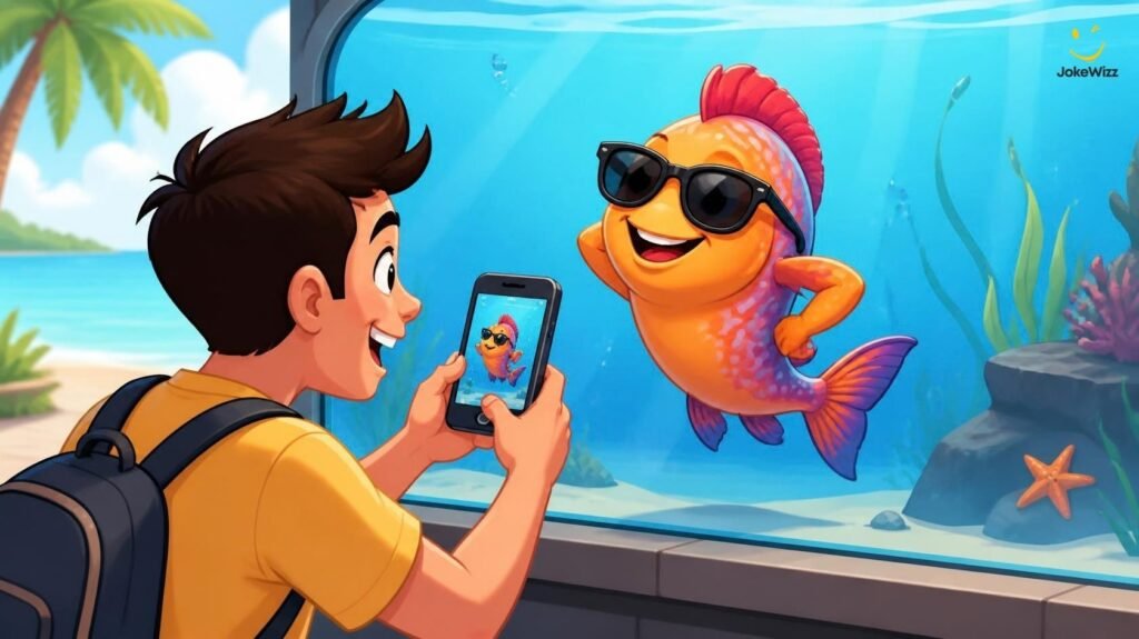 Funny fish Instagram captions with a fish posing for a photo