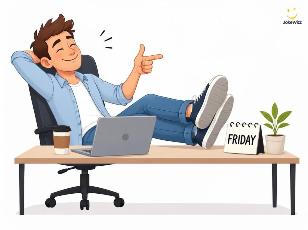 Office worker enjoying Casual Friday while getting ready for the weekend