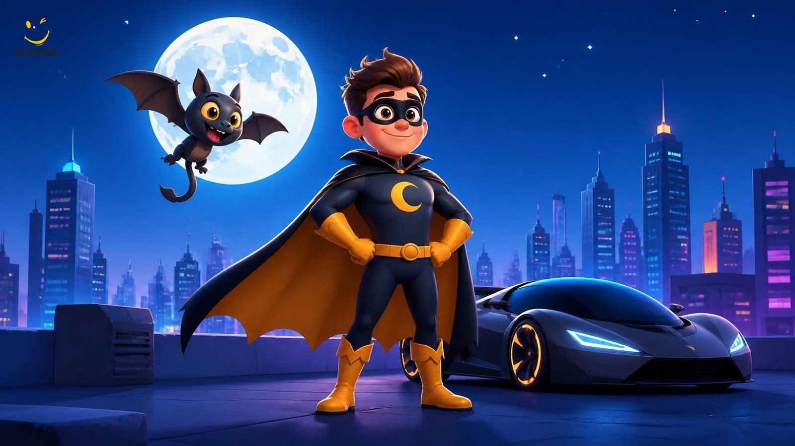 Funny masked night hero for a superhero joke article