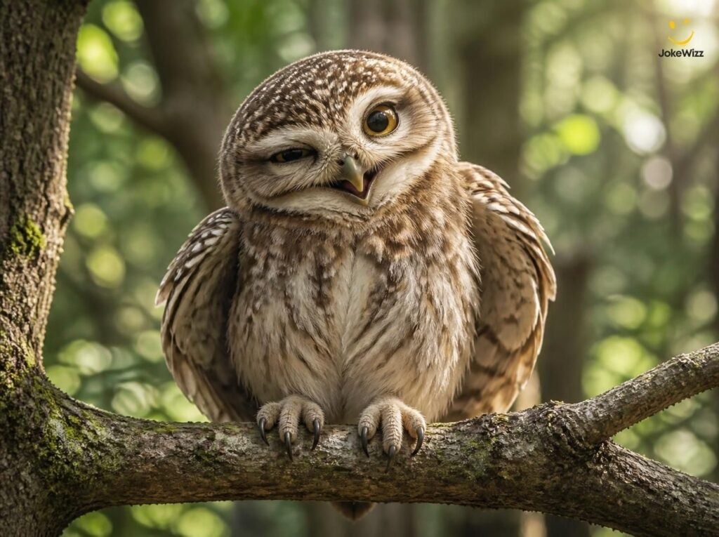Playful owl representing funny owl jokes