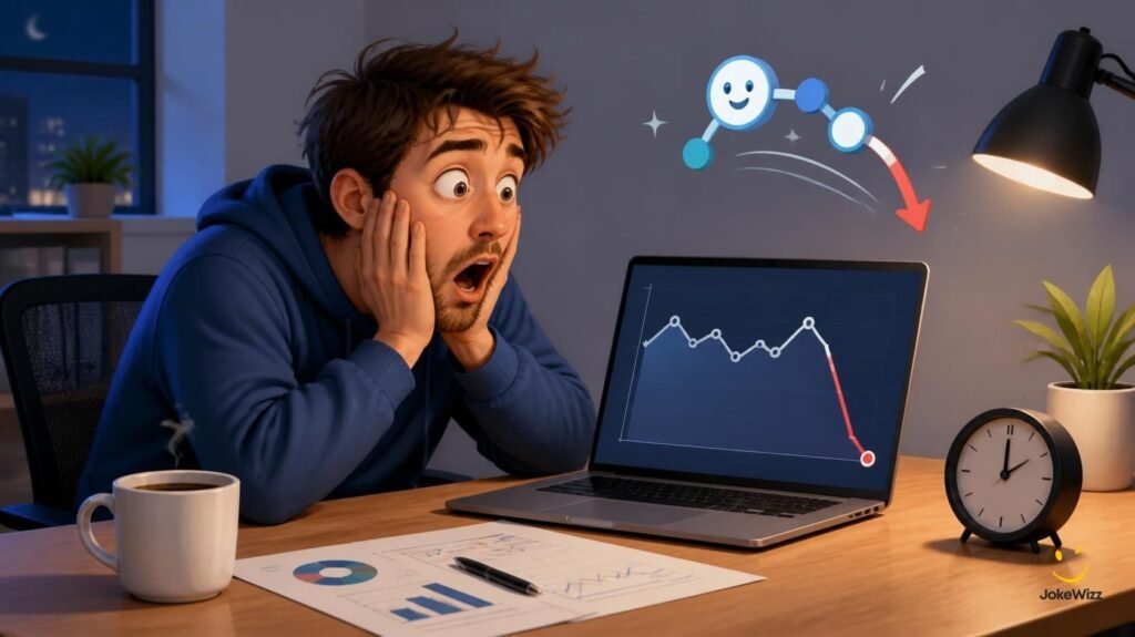Funny SEO professional reacting to a sudden search ranking change
