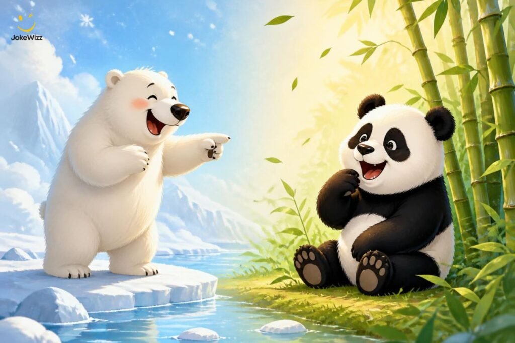 Funny polar bear and panda together for bear jokes