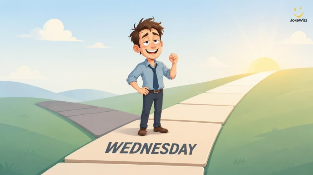 Funny person surviving Wednesday in the middle of the work week