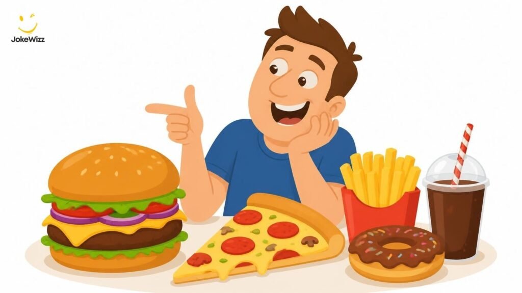 Funny fat puns and one-liners about food and snacks