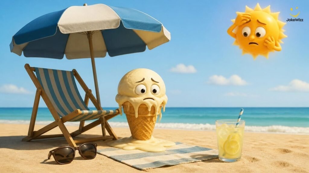 Funny summer joke about melting ice cream in the shade