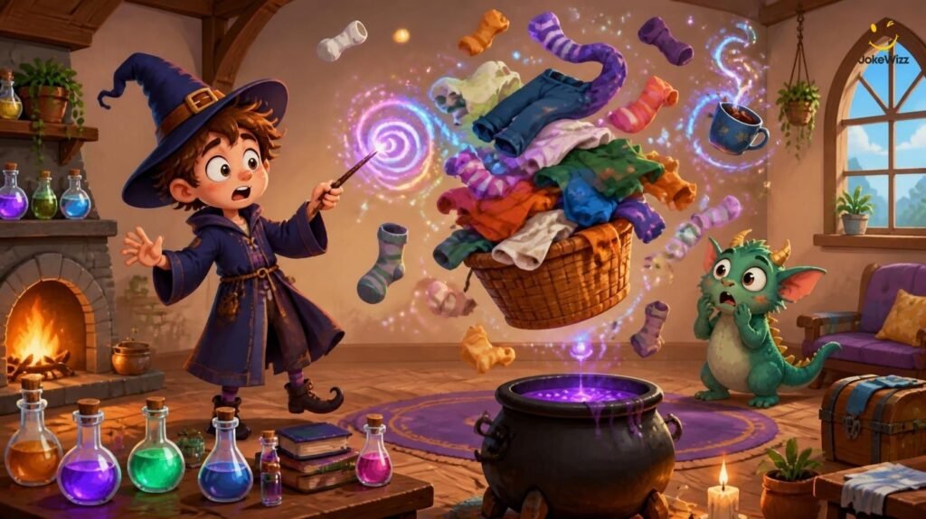 Funny Harry Potter spell jokes with playful magical objects