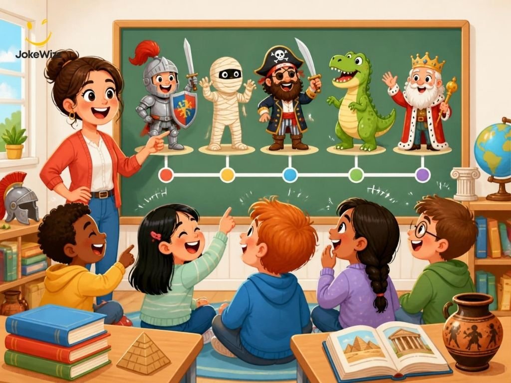 History jokes for kids and classrooms with funny historical characters
