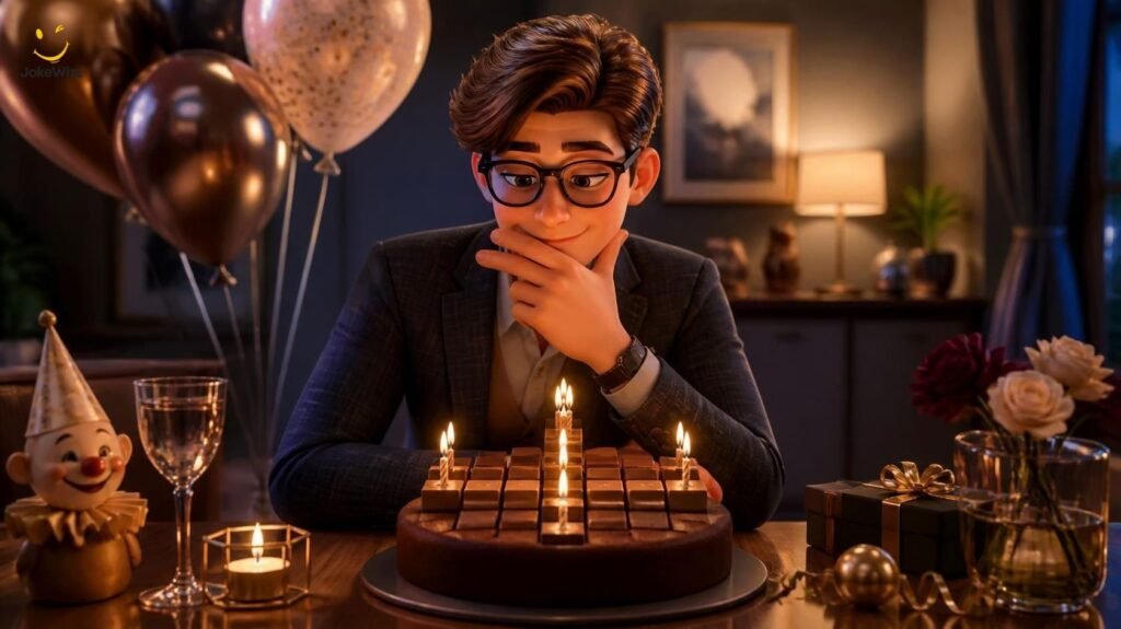 Witty and clever birthday jokes with a smart animated character